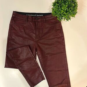Articles of Society Maroon Coated Skinny Jeans
